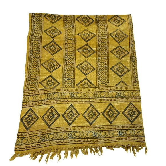 Cotton Throw Blanket Hand Block Printed - Picture 1 of 7